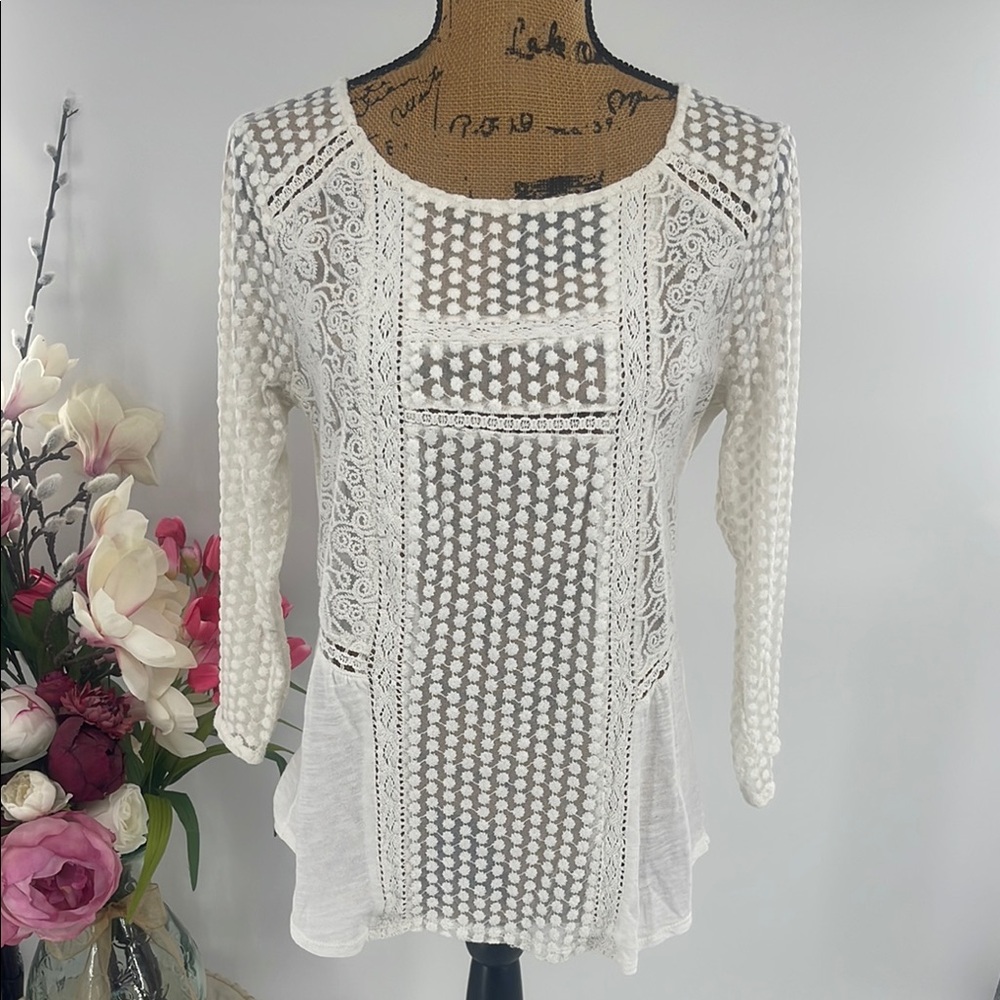Lucky Brand Knit/Lace Women's Top